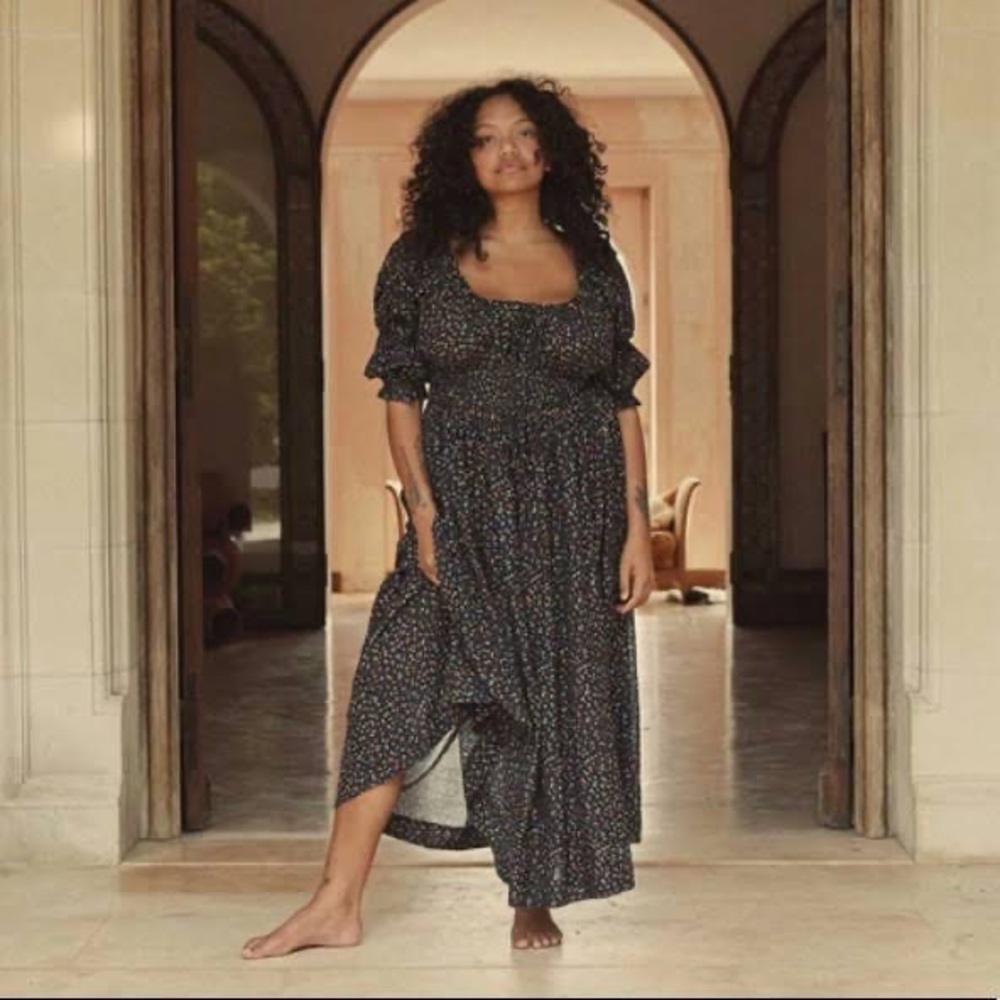 Down Ischia Dress in Night Songbird Paisley